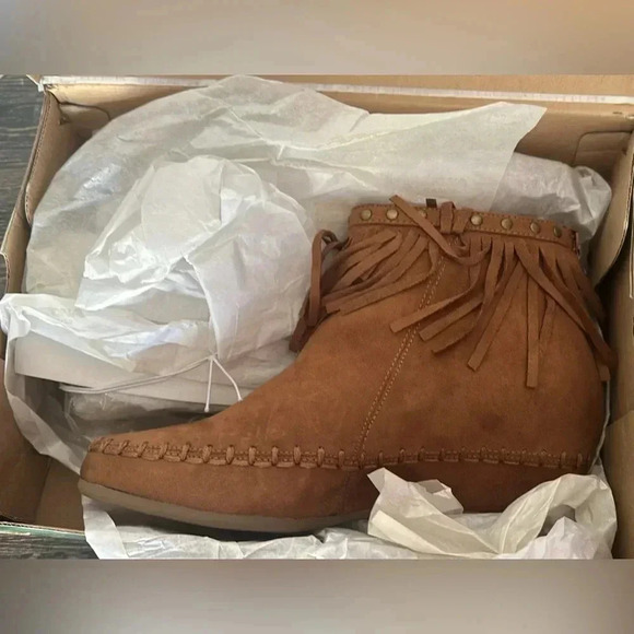 Arizona Jean Co. AZ TARLO Chestnut Fringe Ankle Booties Women's Size 8 Medium‎ - Picture 2 of 5